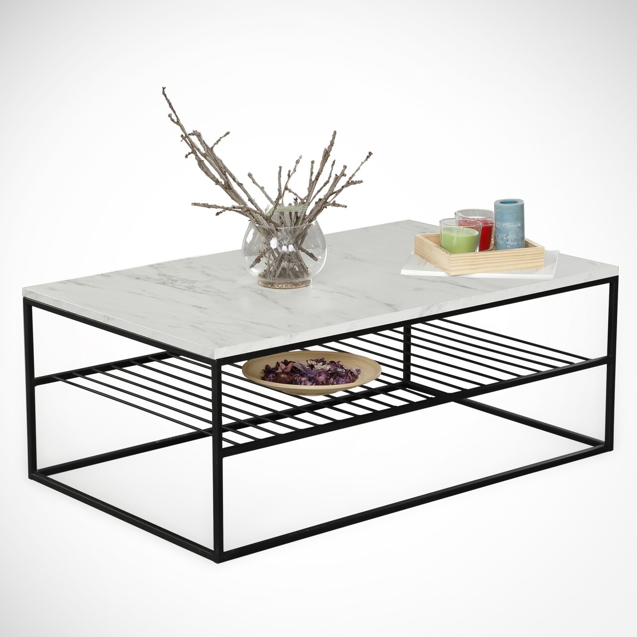 Masuta de cafea Etna Marmo, Comforty, 95x55x43 cm, albnegru - imagine 7